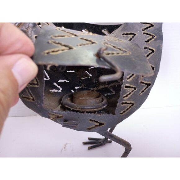 Vintage Rustic Metal Rooster Chicken Handmade Outdoor Tealight Candle Holder - Picture 10 of 15